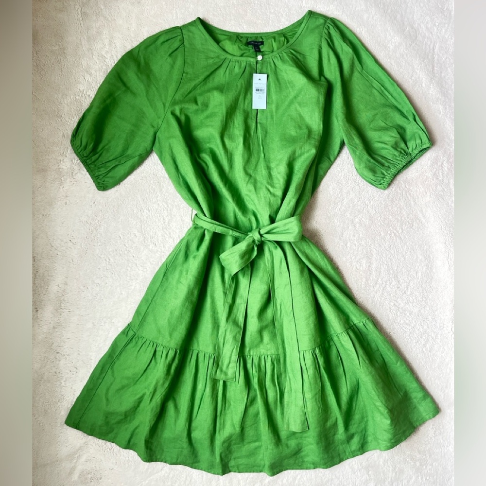 Ann Taylor Green Puff-Sleeve Midi Dress XLP - Picture 5 of 13